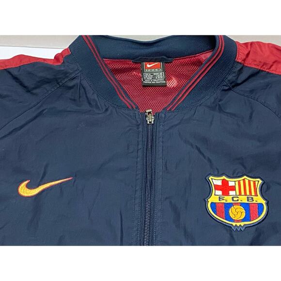 Vintage Barcelona Spain Training Top Jacket Raincoat Coat 1990's Nike Size XL - Picture 2 of 8